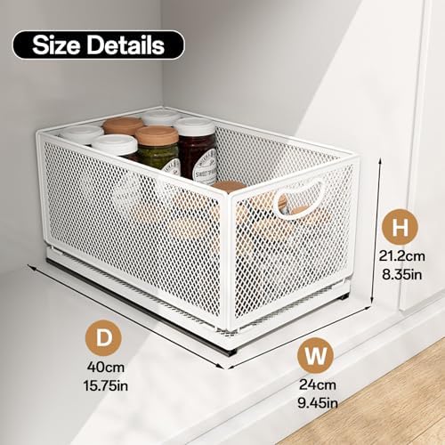 1 Pack Pull out Cabinet Organizer with Sliding Drawer,9.6"W x15.7"D x 8.4"H - Image 2