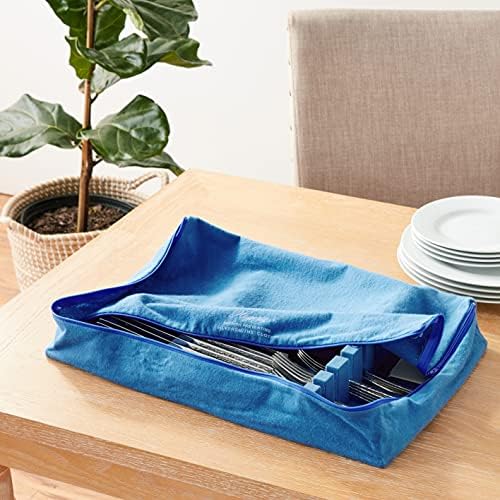 Hagerty Zippered Flatware Storage Drawer Liner –Tarnish Preventative Silverware Organizer, Large Container, Cutlery Holder, and Utensil Keeper Bag, Made in USA, Kosher Certified,Blue, 19" x 12" x 2.5" - Image 2