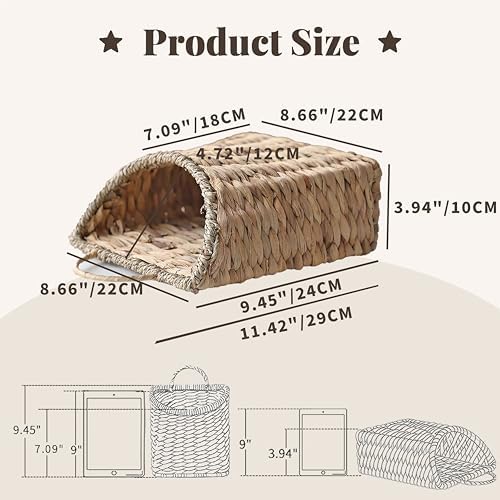 GYASVWU Woven Hanging Basket Water Hyacinth Hanging Wall Basket Wicker Handmade Baskets for Garden Farmhouse Home (Seagrass mouth) - Image 3