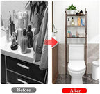 3-Shelf Bathroom Organizer Over Toilet, Space Saver Storage, Brown - Image 5