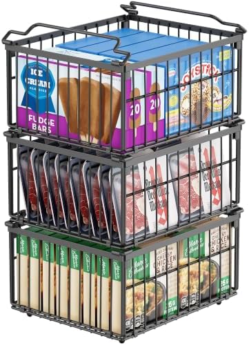 Freezer Organizer Bins, 3 Pack Enlarged Baskets for 5-9 Cu.FT Deep Freezer by MSERCUOR