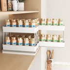 Mystozer Pull Out Spice Rack Organizer for Cabinet, Slide Out Spice Racks Organizer, Easy to Install Spice Cabinet Organizers, 8.5''Wx10.5''Dx8.3''H, 3 Drawers-2 Tiers (White) - Image 2