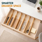Adjustable Bamboo Drawer Dividers, Expandable Organizer Separators for Kitchen, Bedroom, and Office, 6 Pack - Image 3