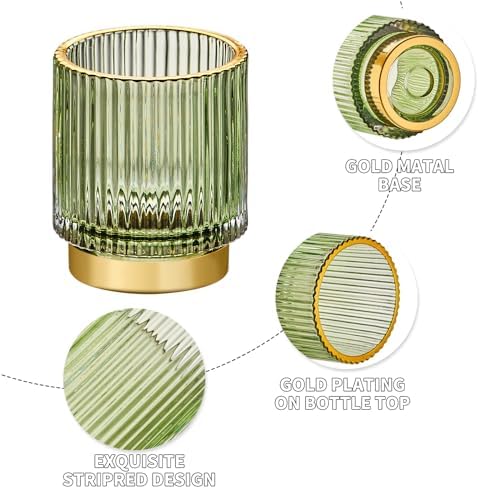 Makeup Brush Holder Organizer,Toothbrush Holders,Desk Pen Pencil Holder,Multifunctional Vintage Glass Brush Cup（S+L/Gold/A3-2-US） - Image 3