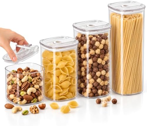 Airtight Food Storage Containers, 4-Pcs BPA-Free Kitchen Organizer by POPPIQ