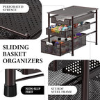 Simple Houseware Stackable 3 Tier Sliding Basket Organizer Drawer, Bronze - Image 4
