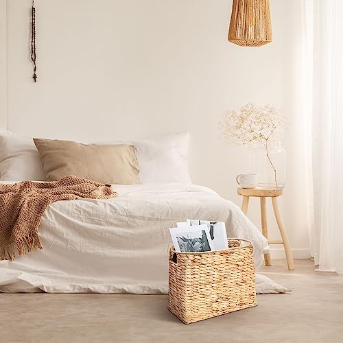 Tatuo Woven Magazine Holder Basket, Tall Seagrass Storage, Light Brown - Image 6