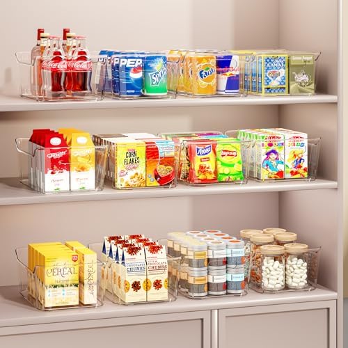 12 Pack Clear Plastic Storage Bins, Pantry Organizers and Storage, Multi-Use Clear Pantry Organizer Bins Storage Containers with Handles for Kitchen, Bathroom, Freezer, Cabinet, Office - Image 3