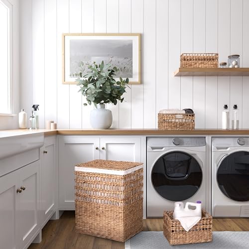 Seville Classics Premium Natural Handwoven Portable Laundry Bin Basket with Carrying Handles, Household Storage for Clothes, Linens, Sheets, Rattan, 3-Piece Hamper Set - Image 2