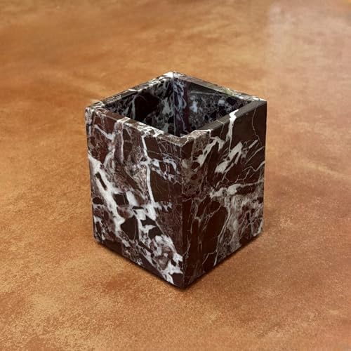 Natural Marble Stone Square Storage Container Empty Vessel Holder Cup for Candle/Pens/Sundries items (Rosa Levanto) - Image 5