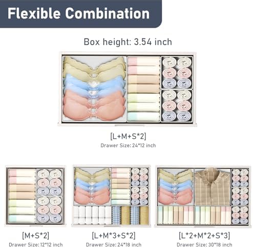 DIMJ Drawer Organizer Clothes - 30 Pack Baby Dresser Organizer for Nursery Closet Organization, Fabric Drawer Organizer Bins for Underwears Socks Bras, Foldable Storage Dividers for Bedroom - Image 4