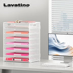 Lavatino 8-Tier Letter Tray Desk Paper Organizer, Mesh File Tray Organizer for Desk, Office Supplies & Home Organization, Fits A4 Paper, Mail, Magazines and Office Accessories (White with Handle) - Image 4