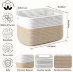 4 Pack Storage Baskets for Organizing, 11''Lx9''Wx8''H Woven Baskets for Storage Toys, Towels, Books, and Clothes, Cotton Rope Basket for Shelves with Handle - Image 2