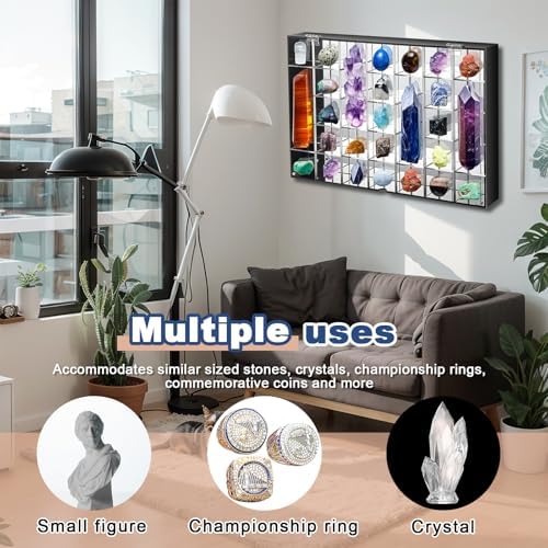 Cinnvoice Rock Display Case 35 Grids,Black Border,Square - Image 6