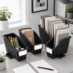 gisgfim 6 Pcs Non-Tip Book Bins with Stabilizer Wings (Black) - Image 5