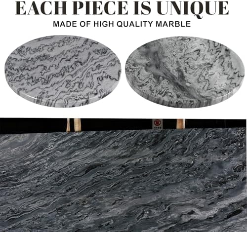 Karibiber Natural Marble Tray, 11.8in Serving Tray for Fruit, Round Decorative Vanity Dish for Jewelry&Key, Quality Storage Plate for Kitchen Coffee Table and Bathroom Desktop, Monte Grigio - Image 4