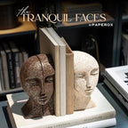 Heavy Duty Bookends for Heavy Books, Book Ends for Shelves, Unique Decorative Book Ends, Aesthetic Bookshelf Decor, Modern Home Decor Sculptural Book Holder/Book Stoppers, The Tranquil Faces - Image 3