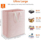 Lifewit 100L Large Laundry Baskets, Laundry Hampers Bags, 2 Pack, Grey&Pink - Image 4