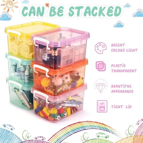 Wenqik 12 Pack Colorful Plastic Storage Bins with Lids, Colorful - Image 4