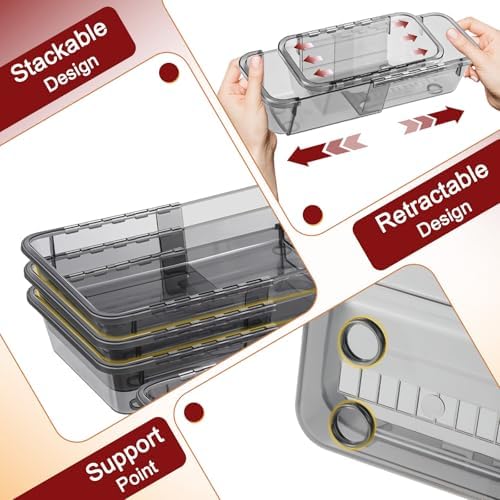 8 PCS Black Expandable Drawer Organizer, Medium Drawer Organizers and Storage, Vanity Dividers, Acrylic Storage Bins for Makeup, Jewelry Gadgets for Kitchen, Bedroom, Bathroom, Office - Image 6