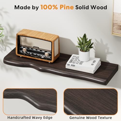 Organic Wavy Edge Floating Shelves,Hidden Brackets,2 Pack 24 in - Image 5