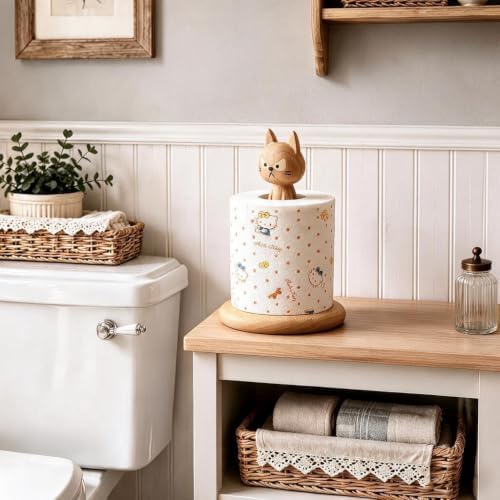 Wooden Toilet Paper Holder Funny Rustic Countertop Bath Tissue Roll Holder - Image 6