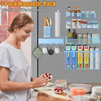 Magnetic Spice Rack for Refrigerator, 7 Pack Metal Magnetic Shelf, Moveable Magnetic Storage Fridge Organizer, Spice Organizer, Hook Rack, Paper Towel Holder, Utensils and Cutting Board Holder, Blue - Image 6