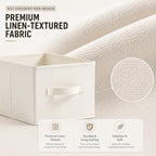 3-Pack Closet Storage Bins, Foldable Fabric Storage Baskets, Beige - Image 3