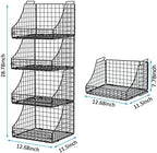 Lyuwanxian 4-Pack Stackable Wire Baskets for Closet Organizers and Storage, Open Storage Bins for Clothes, Toys, and Snacks - Rustic Metal Closet Organizer and Shelves in Black - Image 7