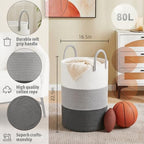 Artfeel Laundry Basket,Woven Cotton Rope Laundry Hamper,80L for Decorative Storage of Dirty Clothes,Toys and Blankets in Bathroom,Bedroom and Living Room - Image 6