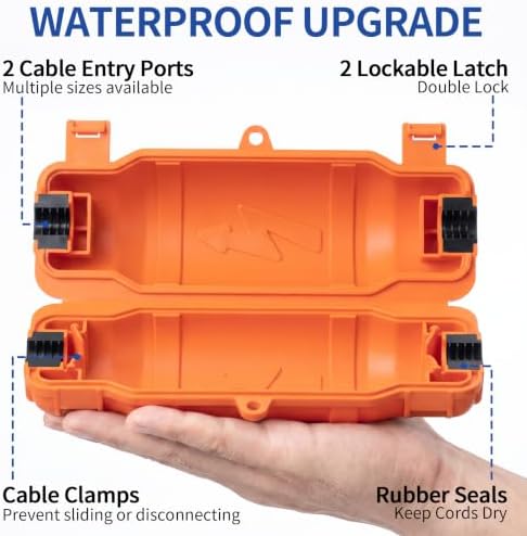 9 Pack Outdoor Extension Cord Safety Cover, Waterproof, Orange - Image 4