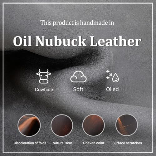 CONTACTS Full Grain Leather Pencil Case Handmade Vintage Zipper Pen Holder Pouch with Card Slot Pens Organizer Pockets Stationery Bag for Men and Women (Grey) - Image 6