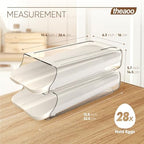theaoo Egg Holder for Fridge, Automatic Rolling Egg Container, White, 2Pack - Image 3