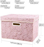 PRANDOM Collapsible Storage Boxes with Lids Fabric Decorative Storage Bins Cubes Organizer Containers Baskets with Cover Handles Divider for Bedroom Closet Living Room 14.9x9.8x9.8 Inch 3 Pack - Image 5