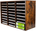 PAG-Mass Wood Literature Organizer Mail Sorter Student Mailbox for Classroom Desktop Bill Paper Holder for Office Home School, 27 Compartments, Antique Brown by PAG