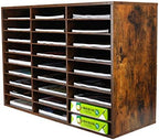 PAG-Mass Wood Literature Organizer Mail Sorter Student Mailbox for Classroom Desktop Bill Paper Holder for Office Home School, 27 Compartments, Antique Brown by PAG