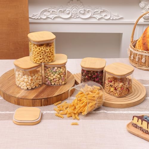 6pcs Glass Food Storage Containers with Bamboo Lids, 0.6qt Glass Jars - Image 5