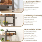 HCHQHS Adjustable Book Shelf with 8 Hooks, Reversible Corner Bookshelf, Industrial Wooden and Metal Bookcase for Living Room, Bedroom, Home Office (Rustic Brown, 5 Tier) - Image 6
