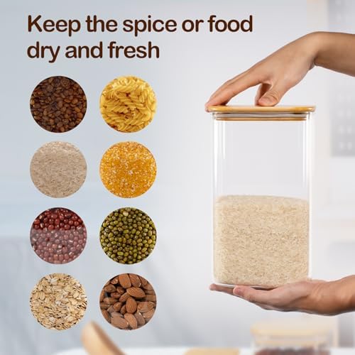 D2scrma 149oz/4.6Qt/4400ml Square Glass Storage Containers with Lids 2-Pack - Image 3