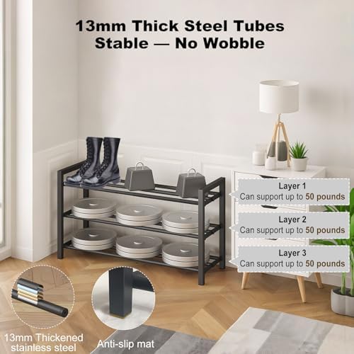 4-Tier Expandable Metal Shoe Rack for Closet & Entryway, Shoe Organizer - Image 6