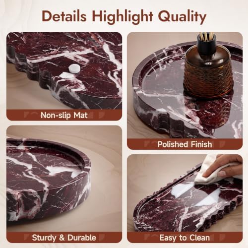 Red Marble Tray, 10" X 5" Bathroom Tray Countertop - Image 4