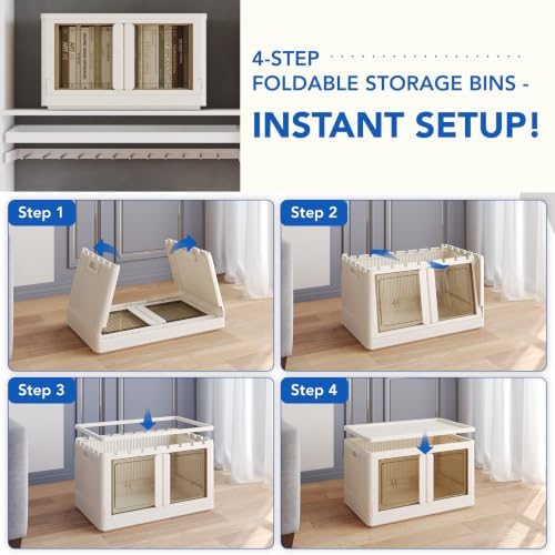 FLEXIMOUNTS 228 QT Stackable Plastic Storage Bins With Lids, Milky White - Image 6
