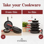 Cuisinel Pan Organizer for Cast Iron, Silicone-Coated 12" Skillet Rack - Image 2