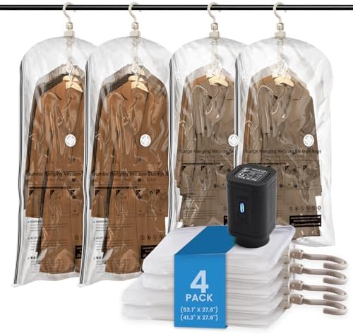 TAILI Hanging Vacuum Storage Bags for Clothes,4 Combo with Pump by TAILI