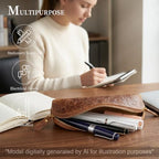 Gexmil Genuine Leather Pen Case, Hand-made Stationery Bag for Work Office - Image 7