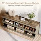 Tribesigns 55 Inch Entryway Bench with Shoe Storage, 3-Tier Shoe Rack Bench - Image 4