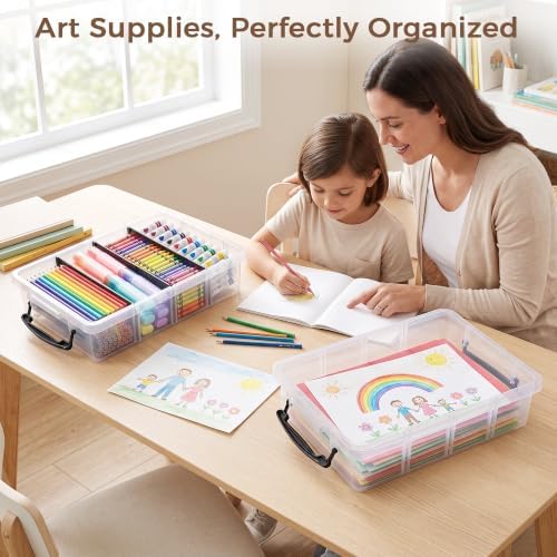 Citylife 2PC Storage Bins with Lids,Storage Box with Dividers - Image 6