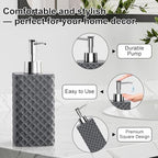 Bathroom Accessories Set Resin 6PCS, Square Toothbrush Holders Set Complete with Soap Dispenser, Vanity Tray, Tumbler, Cups and Cotton Swab Jars (Gray Diamond, Resin Bath 6 PCS) - Image 4
