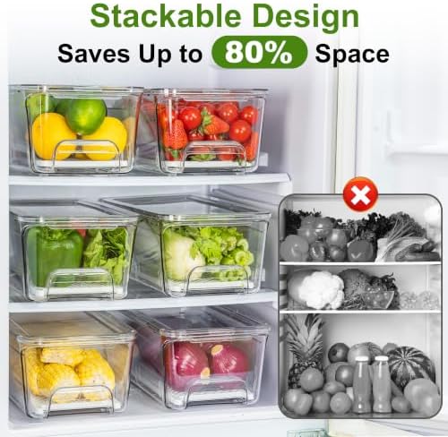 ANDGOO Pull-Out Fridge Organizer Bins, 4-Pack, Drain Tray, Clear - Image 5