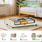 Beborxue Under Bed Storage with Wheels, 2-Pack Under the Bed Storage Containers with Lids, XXL 60L Under Bed Shoes Storage Organizer Bins, Rolling Underbed Storage for Clothes, Shoes, Blankets (Beige) - Image 3
